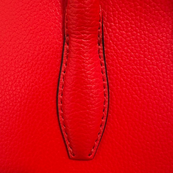 Kate Spade Red Pebbled Leather Eva Medium Zip Top Convertible Satchel - Picture 7 of 16